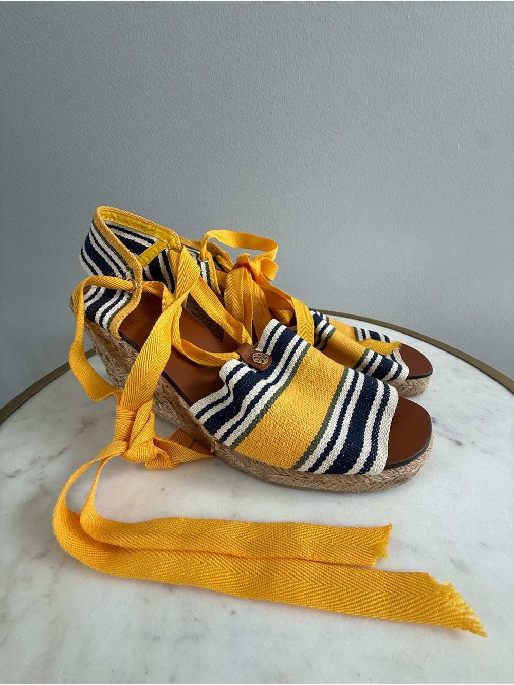 Tory Burch Espadrille Wedge Sandals with Tie Ankle
